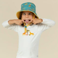 Chapeau Anti UV Bébé Réversible Jaune Et Bleu Imprimé SAVANE -Aqua Soldes chapeau anti uv bebe reversible jaune et bleu imprime savane 2
