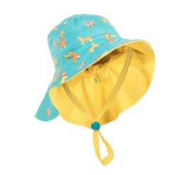 Chapeau Anti UV Bébé Réversible Jaune Et Bleu Imprimé SAVANE -Aqua Soldes chapeau anti uv bebe reversible jaune et bleu imprime savane 5