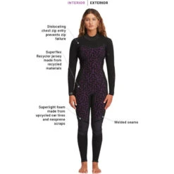 Billabong Combinaison De Surf Synergy 4/3mm- Zip Poitrine - Noir Femmes -Aqua Soldes combinaison de surf synergy 43mm zip poitrine noir femmes 5