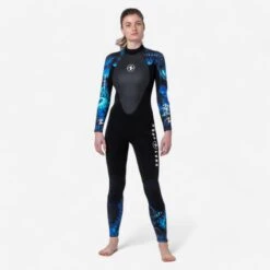 Combinaison Plongée Aqualung Femme Néoprène 3mm - HYDROFLEX Noir/Bleu