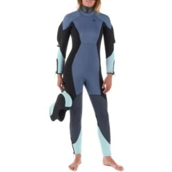 Combinaison Plongée Semi-étanche Femme Néoprène 7mm - Bleu Gris -Aqua Soldes combinaison plongee semi etanche femme neoprene 7mm bleu gris 3