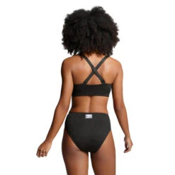 Haut De Bikini à Encolure Côtelée Dégagée Pour Femme PUMA Noir -Aqua Soldes haut de bikini a encolure cotelee degagee pour femme puma noir 2