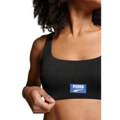 Haut De Bikini à Encolure Côtelée Dégagée Pour Femme PUMA Noir -Aqua Soldes haut de bikini a encolure cotelee degagee pour femme puma noir 3