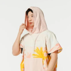 PONCHO SURF 500 ADULTE Print Sunny -Aqua Soldes poncho surf 500 adulte print sunny 9