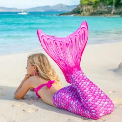 Queue De Sirène - Fin Fun - Rose Complète - Taille L/XL -Aqua Soldes queue de sirene fin fun rose complete taille lxl 3