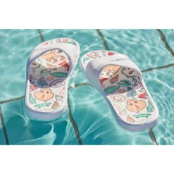 Sandale Claquette Piscine Enfant SLAP 500 PRINT Dino Blanc -Aqua Soldes sandale claquette piscine enfant slap 500 print dino blanc 3