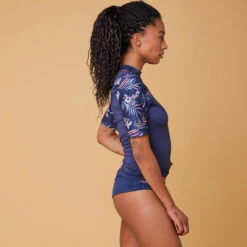 Roxy Tee Shirt Anti UV Femme Manches Courtes Surf Floral Bleu -Aqua Soldes tee shirt anti uv femme manches courtes surf floral bleu 2