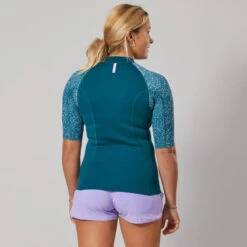 Top Anti UV Manches Courtes Femme Néoprène 1.5mm - Navy -Aqua Soldes top anti uv manches courtes femme neoprene 15mm navy 2