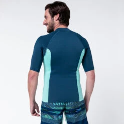 Top Anti UV Manches Courtes Homme Néoprène 1 Mm - Bleu -Aqua Soldes top anti uv manches courtes homme neoprene 1 mm bleu 2
