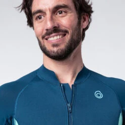 Top Anti UV Manches Courtes Homme Néoprène 1 Mm - Bleu -Aqua Soldes top anti uv manches courtes homme neoprene 1 mm bleu 3